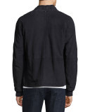 Embossed Suede Bomber Jacket, Navy