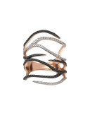 Zebra Black & White Diamond Ring in 14K Rose Gold, Size 7