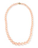Graduated Angel Skin Coral Bead Necklace with Diamond Clasp, 0.96 tdcw