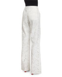 Flowy Beach Floral Eyelet Pants