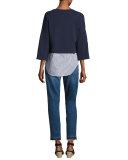 Mila Patchwork Mid-Rise Slim Boyfriend Jeans, Blue