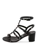 Rockstud Rolling 60mm City Sandal, Nero