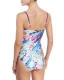 Les Plumes Printed Bandeau One-Piece Swimsuit