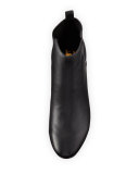 Betsy Leather Block-Heel Bootie, Black