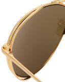 Open-Inset Aviator Sunglasses, Gold