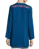 Victoria Button-Front Embroidered Blouse, Plus Size