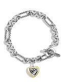 Cable Heart Charm Bracelet with Gold
