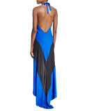 Lulu Sleeveless Colorblock Maxi Dress, Blue