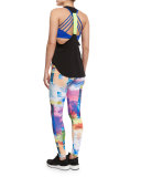 Elastic Y-Back Tank Top, Black/Lemon Lime