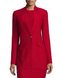 Honeycomb-Knit One-Button Jacket, Russian Red
