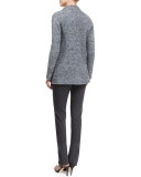 Funnel-Neck Asymmetric-Front Jacket, Pearl Gray