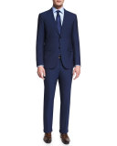 Torino Peak-Lapel Two-Piece Wool Suit, Blue