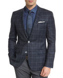 Hutson Plaid Wool Sport Coat, Navy