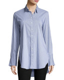 Emile Striped Button-Front Shirt, Navy