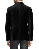 R-Line Textured Velvet Two-Button Sport Coat, Black