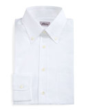 Button-Front Solid Dress Shirt, White