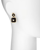 18k Pyramide Onyx Double-Drop Earrings