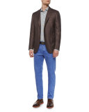 Check Cashmere Three-Button Sport Coat, Brown/Blue