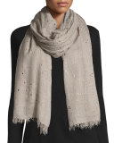 Rugiada Lightweight Metallic Splatter Scarf, Light Gray
