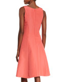 Sleeveless Floral-Embellished Dress, Coral