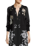 Jeweled Embroidered Wool Bomber Jacket, Black