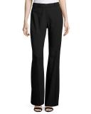 Stretch Wool Flare Pants, Black 