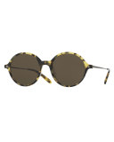 Corby Round Monochromatic Sunglasses, Brown