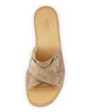 Nora Suede Corset Sandal, Warm Gray