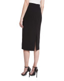 Button-Front Pencil Skirt, Black