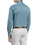 Geo-Print Long-Sleeve Sport Shirt, Teal