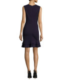 Jacey Tiered Flounce-Hem Dress, Black