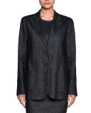 Denim Two-Button Jacket, Indigo Blue