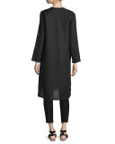Long Organic Linen Jacket, Black  