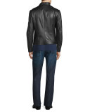 Cropped Leather Jacket, Black