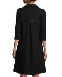 Allure Knit 3/4-Sleeve Topper Coat, Caviar
