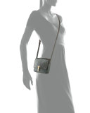 Cynnie Crocodile-Embossed Micro Crossbody Bag, Bottle Green/Black