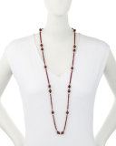 Long Beaded Ruby Necklace, 38"
