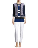 Striped Crepe de Chine Sleeveless Tunic, Vivid Denim/Multi