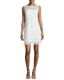 Sleeveless Lace Sheath Dress, Whitewash