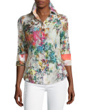 Floral-Print Long-Sleeve Blouse, Multi Colors