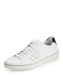 Simon Textured Leather Low-Top Sneaker, White