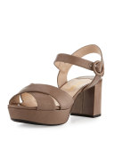 Crisscross Leather Platform Sandal, Giunco