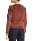 Brushed Suede Snap-Front Jacket, Spice