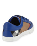 Heacham Check Canvas Sneaker, Blue/Tan, Youth