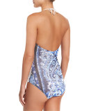 Printed High-Neck One-Piece Swimsuit