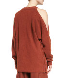 Cozy Cutout Melange Sweatshirt, Burnt Paprika