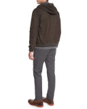 Leather Zip-Up Hoodie, Espresso Brown