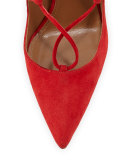 Christy Suede Lace-Up Pump, Lipstick