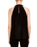 Paulette Halter-Neck Top, Black