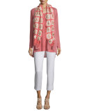 Linen-Blend Shaped Cardigan, Sandstone  